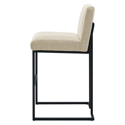 Indulge Channel Tufted Fabric Bar Stool, Fabric, Metal Steel, Beige, 20409