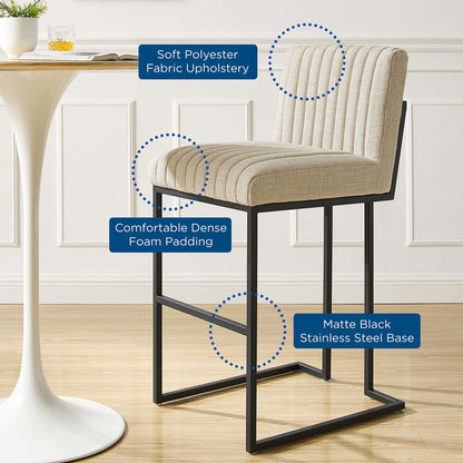 Indulge Channel Tufted Fabric Bar Stool, Fabric, Metal Steel, Beige, 20409