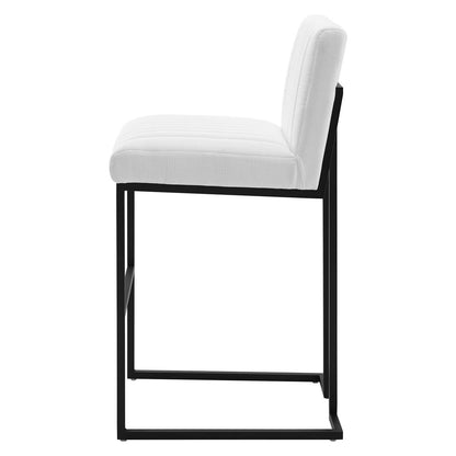 Indulge Channel Tufted Fabric Bar Stool, Fabric, Metal Steel, White, 20411