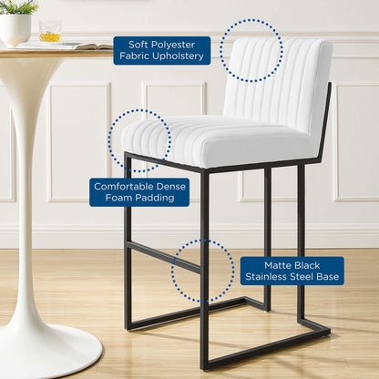 Indulge Channel Tufted Fabric Bar Stool, Fabric, Metal Steel, White, 20411