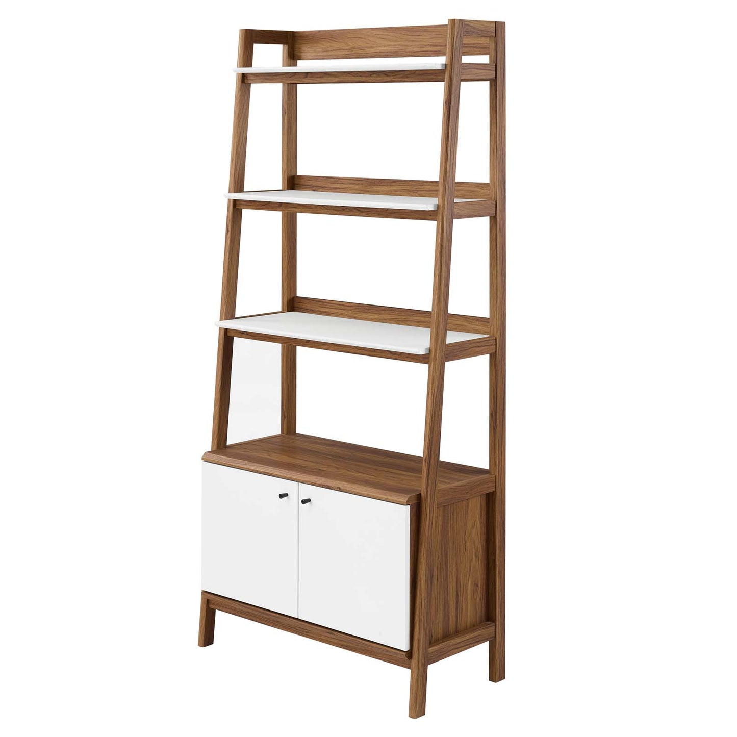Bixby 33" Bookshelf, Wood, Brown Walnut White, 20413