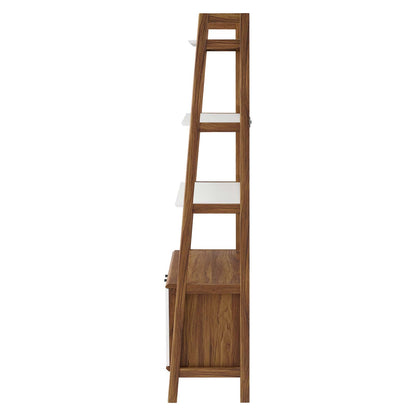 Bixby 33" Bookshelf, Wood, Brown Walnut White, 20413