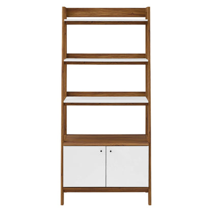 Bixby 33" Bookshelf, Wood, Brown Walnut White, 20413