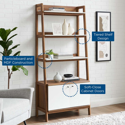 Bixby 33" Bookshelf, Wood, Brown Walnut White, 20413