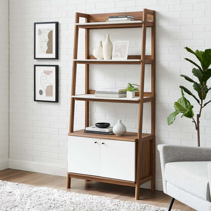 Bixby 33" Bookshelf, Wood, Brown Walnut White, 20413