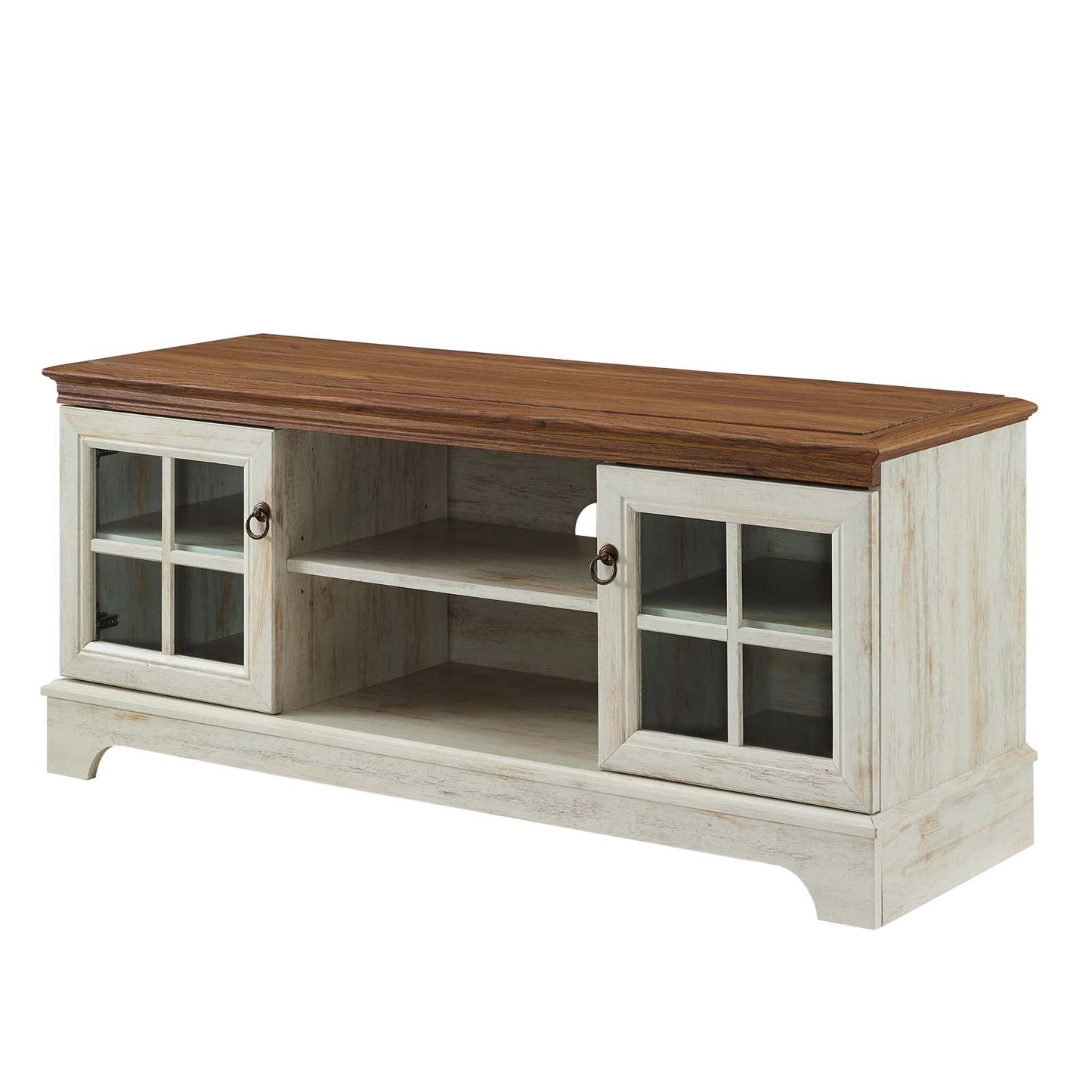 Pacific 47" TV Stand, Wood, Brown Walnut White, 20414