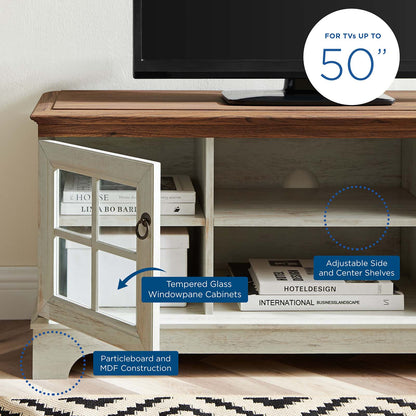 Pacific 47" TV Stand, Wood, Brown Walnut White, 20414