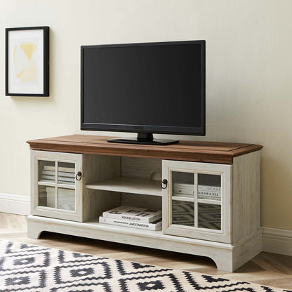 Pacific 47" TV Stand, Wood, Brown Walnut White, 20414