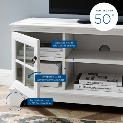 Pacific 47" TV Stand, Wood, White, 20415