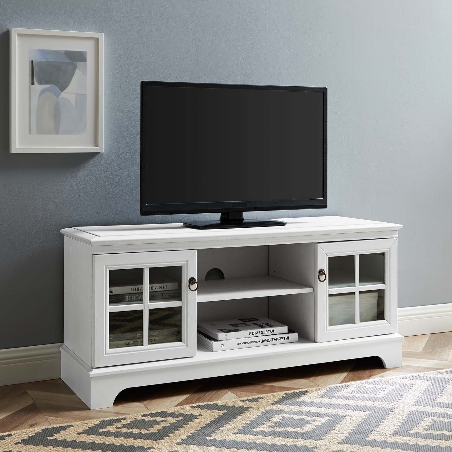 Pacific 47" TV Stand, Wood, White, 20415