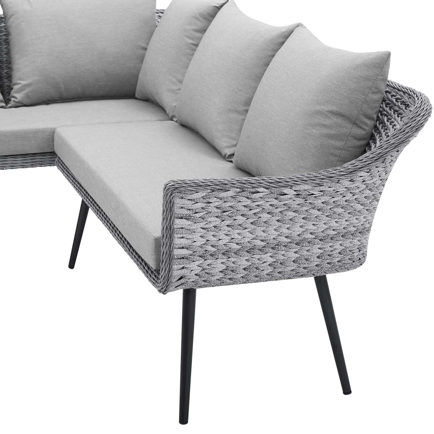 Endeavor Outdoor Patio Wicker Rattan Sectional Sofa, Rattan, Wicker, Grey Gray, 23608