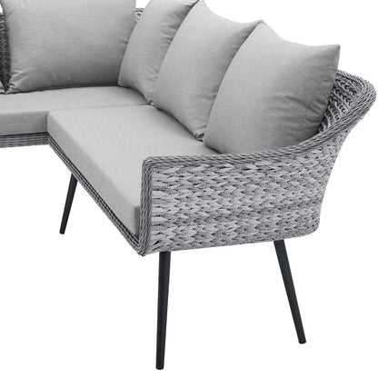 Endeavor Outdoor Patio Wicker Rattan Sectional Sofa, Rattan, Wicker, Grey Gray, 23608