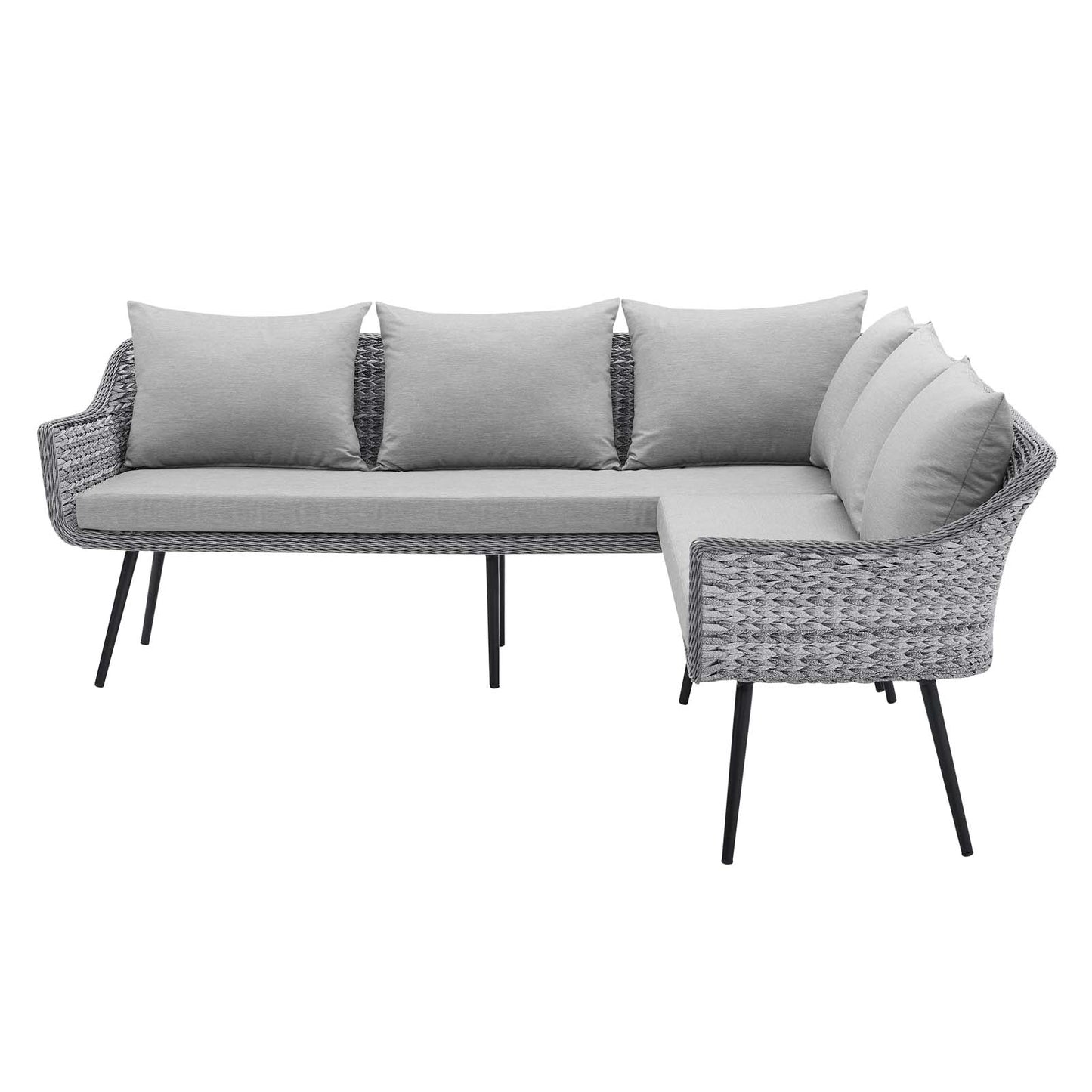 Endeavor Outdoor Patio Wicker Rattan Sectional Sofa, Rattan, Wicker, Grey Gray, 23608