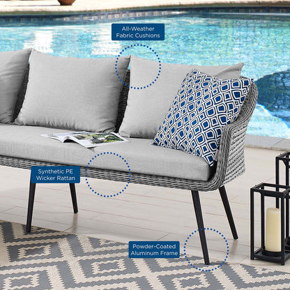 Endeavor Outdoor Patio Wicker Rattan Sectional Sofa, Rattan, Wicker, Grey Gray, 23608
