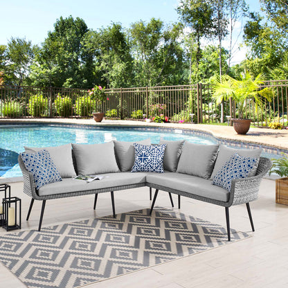 Endeavor Outdoor Patio Wicker Rattan Sectional Sofa, Rattan, Wicker, Grey Gray, 23608