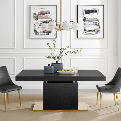 Vector Expandable Dining Table, Wood, Metal Steel, Black, Gold, 23323