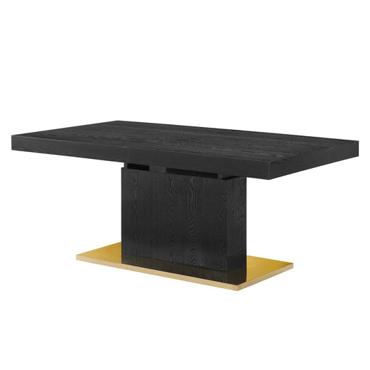 Vector Expandable Dining Table, Wood, Metal Steel, Black, Gold, 23323