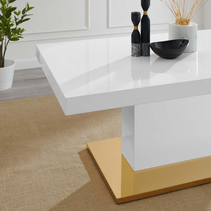 Vector Expandable Dining Table, Wood, Metal Steel, White Gold, 23325