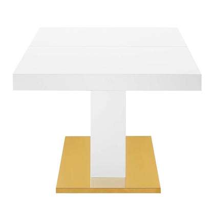 Vector Expandable Dining Table, Wood, Metal Steel, White Gold, 23325