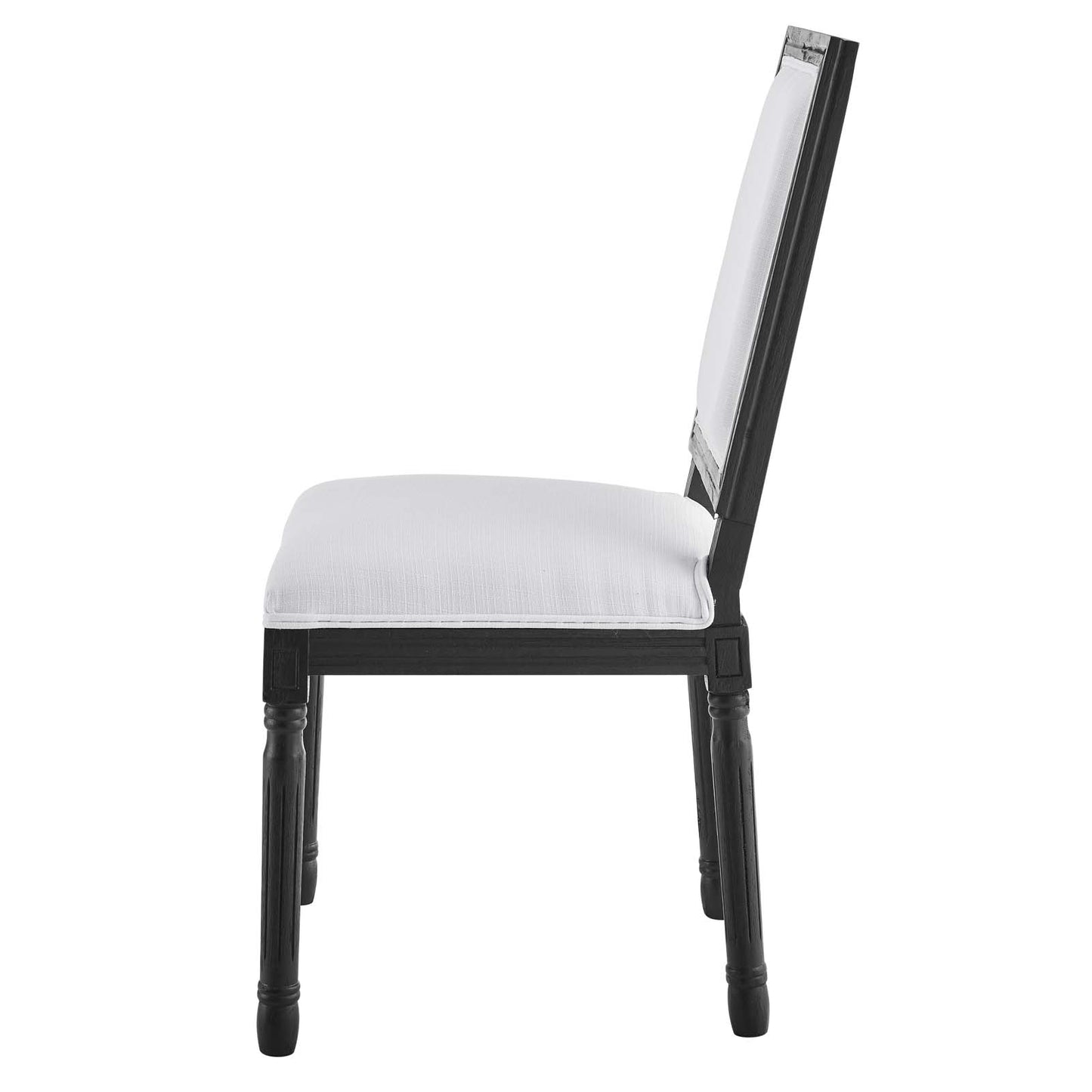 Court French Vintage Upholstered Fabric Dining Side Chair, Fabric, Wood, Black White, 23158