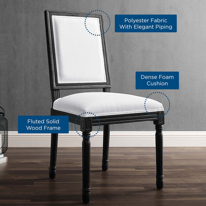 Court French Vintage Upholstered Fabric Dining Side Chair, Fabric, Wood, Black White, 23158