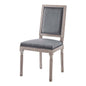 Court French Vintage Performance Velvet Dining Side Chair, Velvet, Wood, Brown Natural Grey Gray, 23259