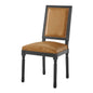 Court French Vintage Vegan Leather Dining Side Chair, Faux Vegan Leather, Wood, Black Tan, 23262