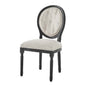 Arise Vintage French Upholstered Fabric Dining Side Chair, Fabric, Wood, Black Beige, 23263