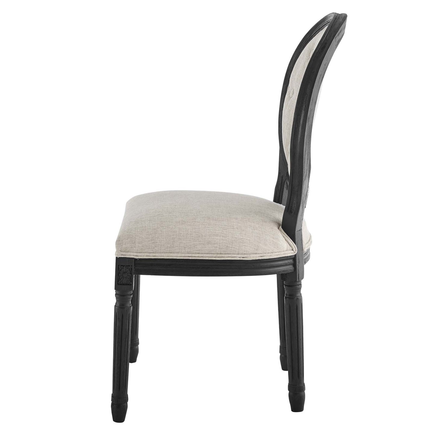 Arise Vintage French Upholstered Fabric Dining Side Chair, Fabric, Wood, Black Beige, 23263