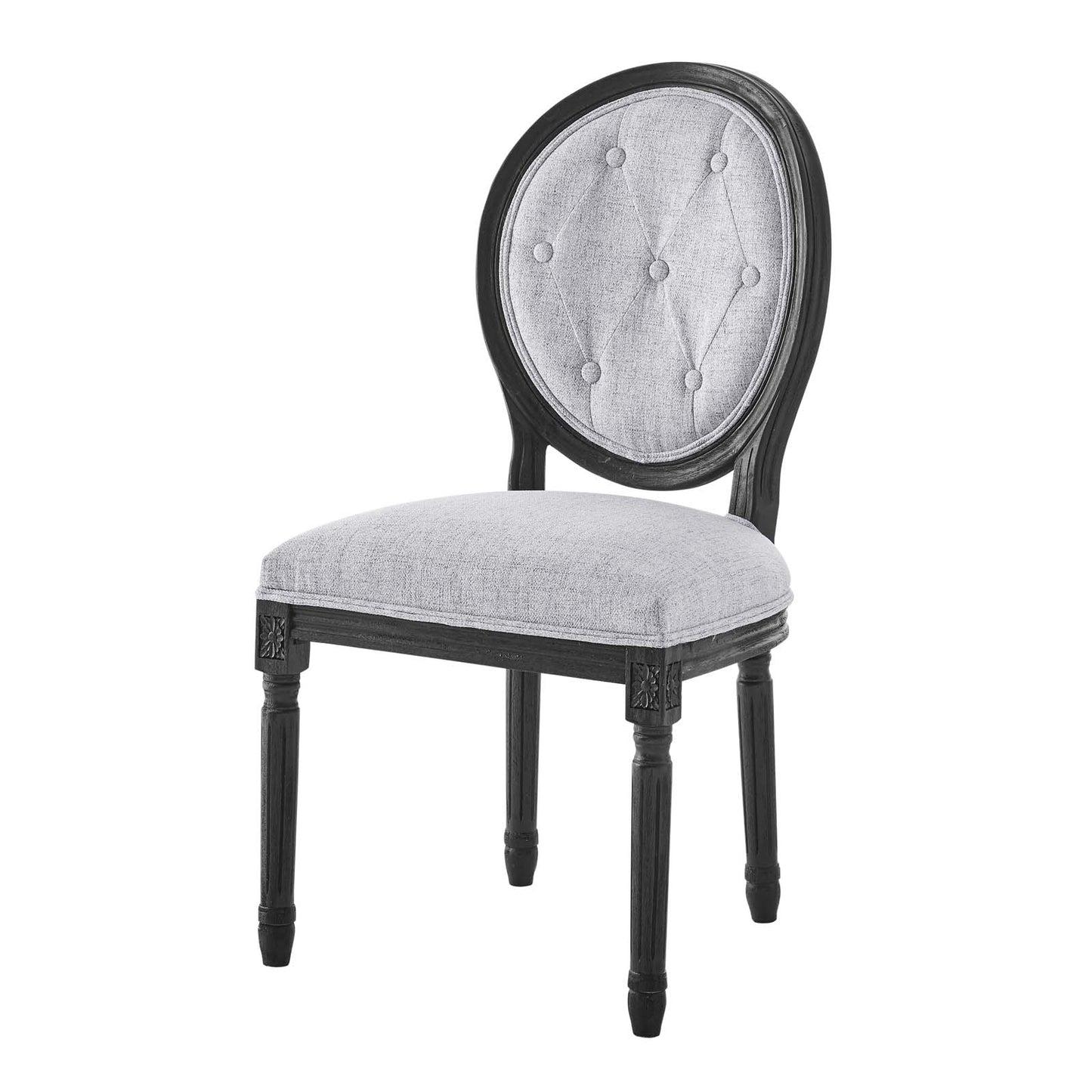 Arise Vintage French Upholstered Fabric Dining Side Chair, Fabric, Wood, Black Grey Gray, 23264
