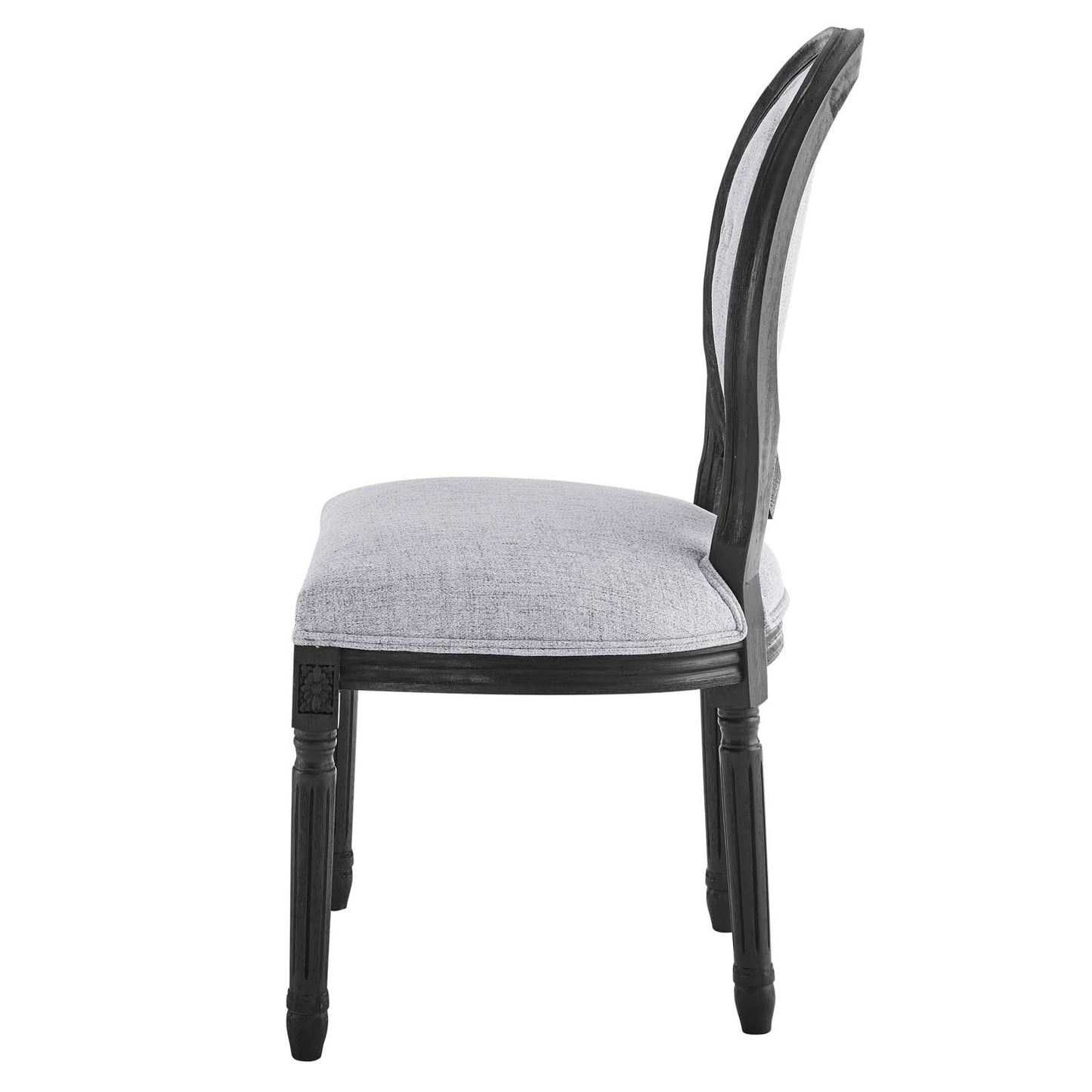 Arise Vintage French Upholstered Fabric Dining Side Chair, Fabric, Wood, Black Grey Gray, 23264