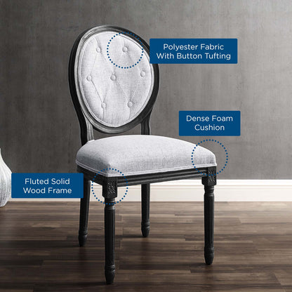 Arise Vintage French Upholstered Fabric Dining Side Chair, Fabric, Wood, Black Grey Gray, 23264