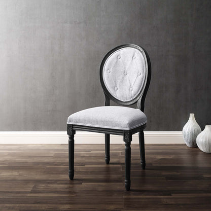 Arise Vintage French Upholstered Fabric Dining Side Chair, Fabric, Wood, Black Grey Gray, 23264