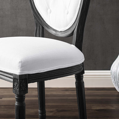 Arise Vintage French Upholstered Fabric Dining Side Chair, Fabric, Wood, Black White, 23265