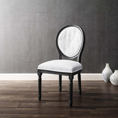 Arise Vintage French Upholstered Fabric Dining Side Chair, Fabric, Wood, Black White, 23265