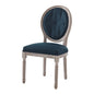 Arise Vintage French Upholstered Fabric Dining Side Chair, Fabric, Wood, Brown Natural Light Blue, 23266