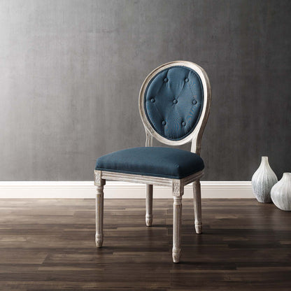 Arise Vintage French Upholstered Fabric Dining Side Chair, Fabric, Wood, Brown Natural Light Blue, 23266