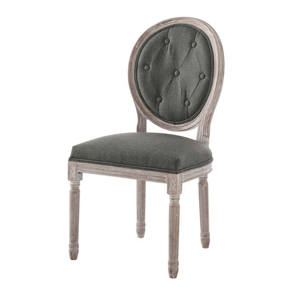 Arise Vintage French Upholstered Fabric Dining Side Chair, Fabric, Wood, Brown Natural Grey Gray, 23267