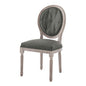 Arise Vintage French Upholstered Fabric Dining Side Chair, Fabric, Wood, Brown Natural Grey Gray, 23267