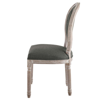 Arise Vintage French Upholstered Fabric Dining Side Chair, Fabric, Wood, Brown Natural Grey Gray, 23267