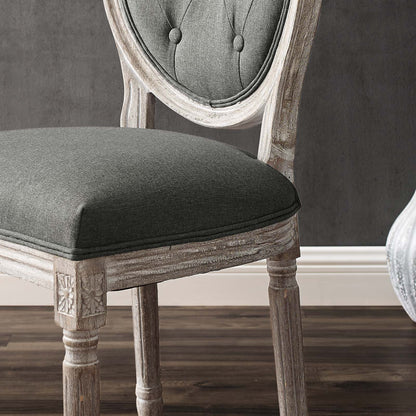 Arise Vintage French Upholstered Fabric Dining Side Chair, Fabric, Wood, Brown Natural Grey Gray, 23267