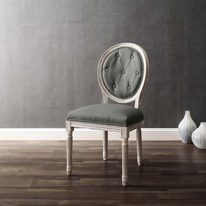 Arise Vintage French Upholstered Fabric Dining Side Chair, Fabric, Wood, Brown Natural Grey Gray, 23267