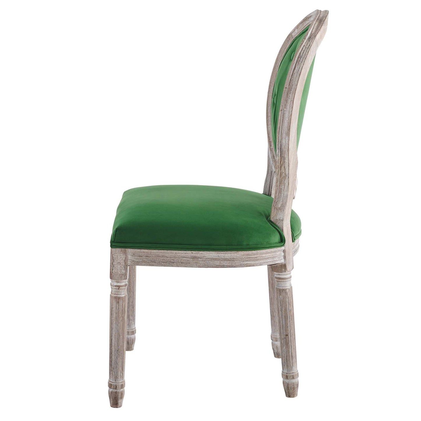 Arise Vintage French Performance Velvet Dining Side Chair, Velvet, Wood, Brown Natural Green, 23276