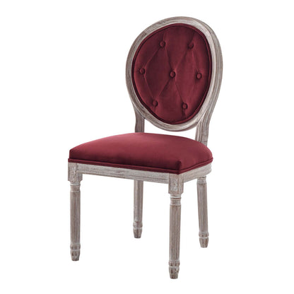 Arise Vintage French Performance Velvet Dining Side Chair, Velvet, Wood, Brown Natural Red, 23278