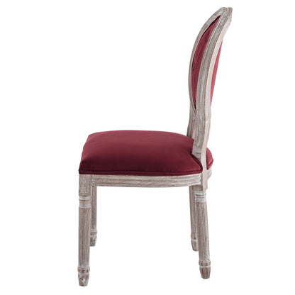 Arise Vintage French Performance Velvet Dining Side Chair, Velvet, Wood, Brown Natural Red, 23278