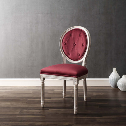 Arise Vintage French Performance Velvet Dining Side Chair, Velvet, Wood, Brown Natural Red, 23278