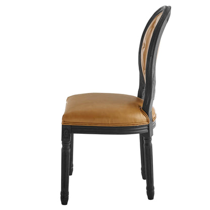 Arise Vintage French Vegan Leather Dining Side Chair, Faux Vegan Leather, Wood, Black Tan, 23280