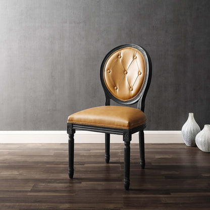 Arise Vintage French Vegan Leather Dining Side Chair, Faux Vegan Leather, Wood, Black Tan, 23280