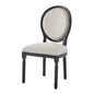 Emanate Vintage French Upholstered Fabric Dining Side Chair, Fabric, Wood, Black Beige, 23281