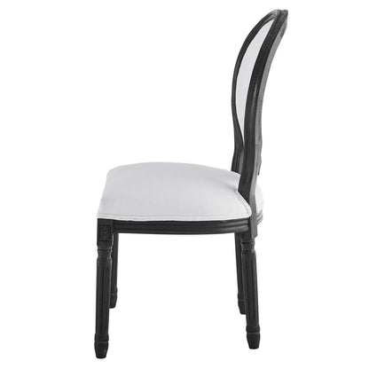 Emanate Vintage French Upholstered Fabric Dining Side Chair, Fabric, Wood, Black White, 23283